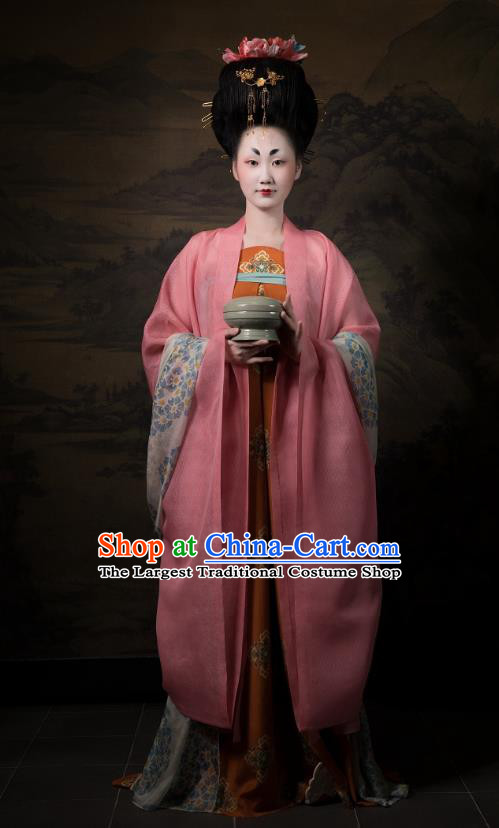 China Traditional Tang Dynasty Imperial Consort Historical Clothing Ancient Court Woman Hanfu Dress Costumes Full Set