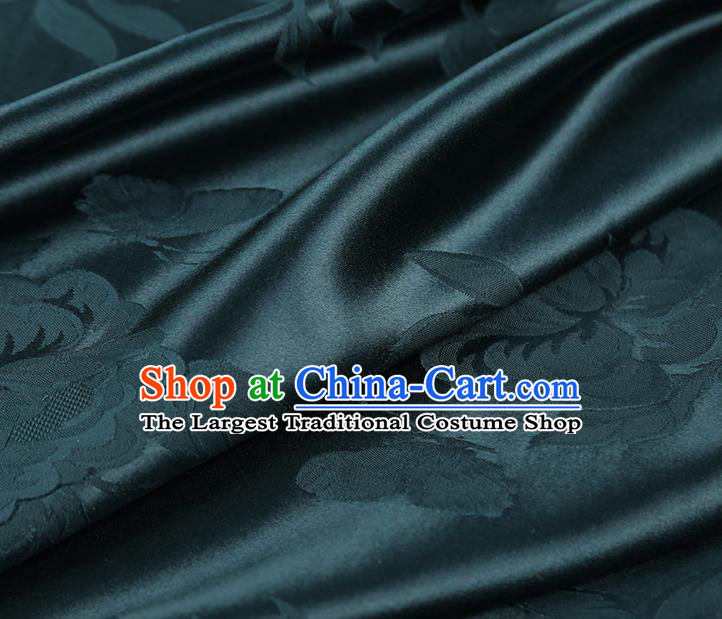 China Traditional Brocade Fabric Asian Cheongsam Gambiered Guangdong Gauze Jacquard Atrovirens Silk Fabric