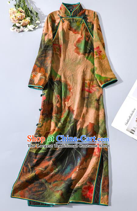 Asian Chinese National Shanghai Beauty Clothing Traditional Qipao Dress Classical Silk Cheongsam