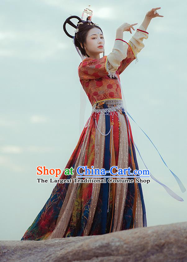 Traditional Chinese Tang Dynasty Palace Princess Historical Costume Ancient Court Lady Hanfu Dress