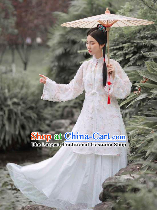 Chinese Traditional Ming Dynasty Civilian Female Historical Costumes Ancient Commoner Lady Hanfu Dress Clothing