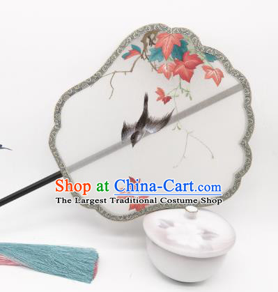 China Traditional Song Dynasty Princess Palace Fan Classical Dance Silk Fan Suzhou Embroidered Maple Leaf Fan