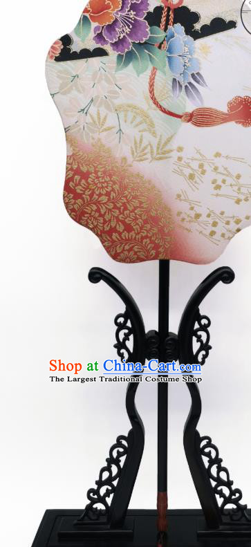 China Hand Painting Peony Palace Fan Traditional Cultural Dance Silk Fan Classical Hanfu Fans