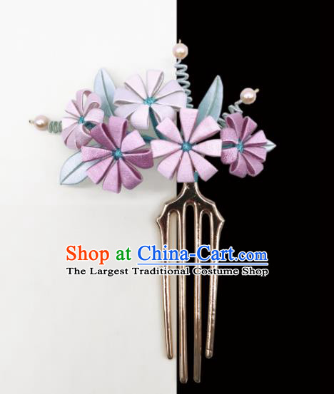 Chinese Traditional Hanfu Silk Daisy Hairpin Handmade Ancient Palace Lady Hair Comb