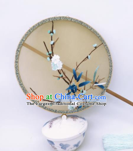 China Ancient Song Dynasty Princess Palace Fan Traditional Silk Fan Classical Embroidered Plum Blossom Circular Fans