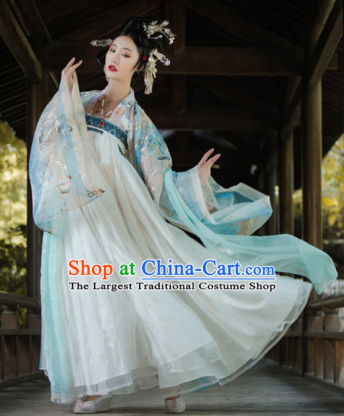 Traditional China Tang Dynasty Imperial Concubine Embroidered Costumes Ancient Court Beauty Hanfu Dress Clothing