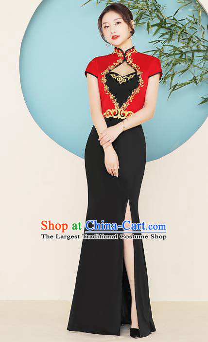 China Catwalks Qipao Dress Woman Sexy Clothing Stage Performance Fishtail Cheongsam