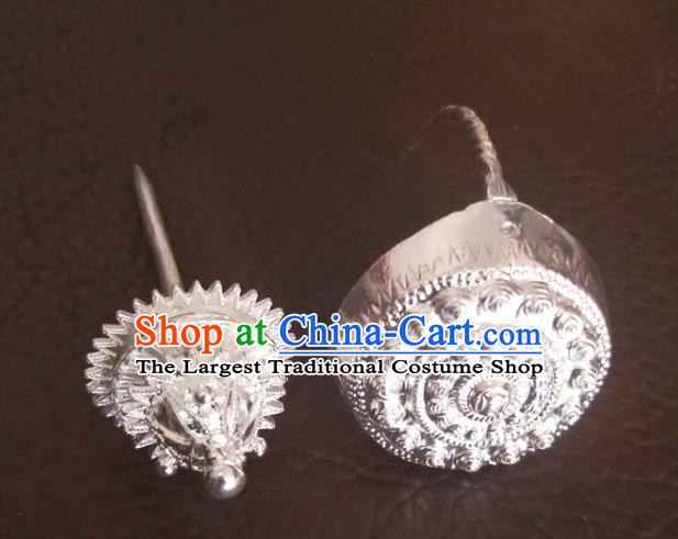 China Guizhou Miao Nationality Folk Dance Silver Hairpin Traditional Ethnic Woman Hair Accessories