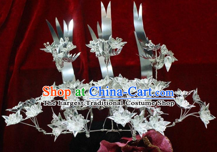 China Guizhou Miao Nationality Silver Headwear Traditional Hair Accessories Hmong Ethnic Phoenix Hair Crown