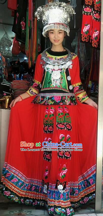 Chinese Guizhou Ethnic Stage Performance Costumes Traditional Miao National Minority Wedding Bride Clothing