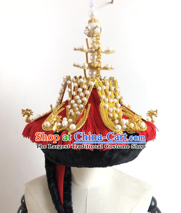 China Traditional Qing Dynasty Empress Hat Handmade Ancient Imperial Queen Phoenix Coronet Headwear