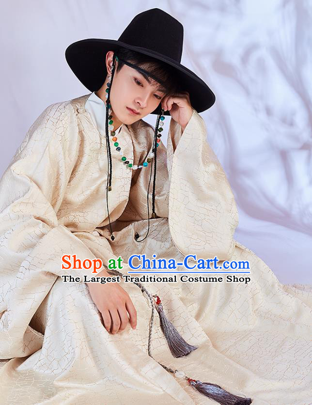 Traditional China Ming Dynasty Swordsman Historical Costumes Ancient Hanfu Priest Frock Clothing