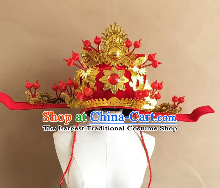 Chinese Beijing Opera Headwear Peking Opera God of Wealth Hat