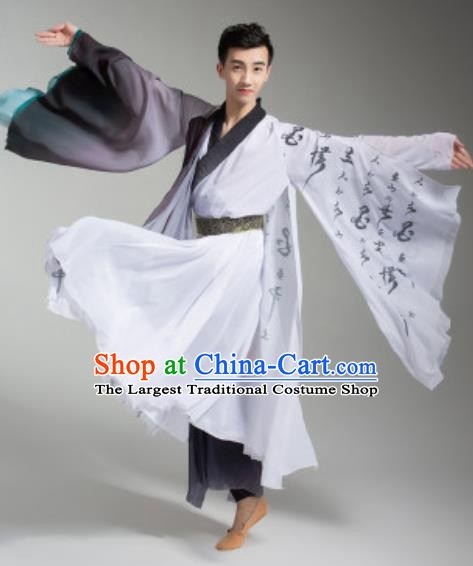 Chinese Classical Dance Costumes Male Ink Dance Clothing Martial Arts Garment for Men