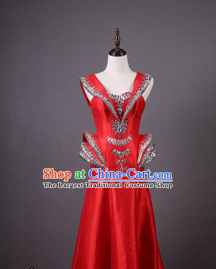 Top Grade Catwalks Stage Show Costume Compere Red Full Dress