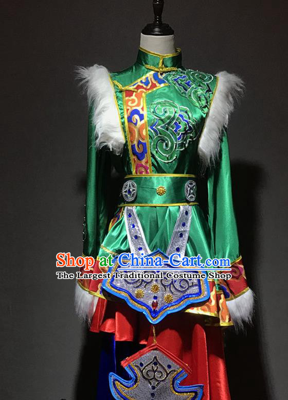 Chinese Zang Nationality Male Costumes Tibetan Ethnic Minority Folk Dance Outfits