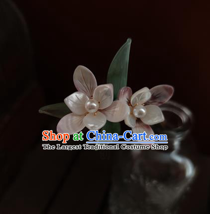 Chinese Traditional Song Dynasty Hair Stick Ancient Princess Shell Orchids Hairpin