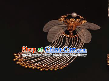 Chinese Traditional Hanfu Wings Hair Claw Ancient Palace Princess Golden Butterfly Tassel Hairpin