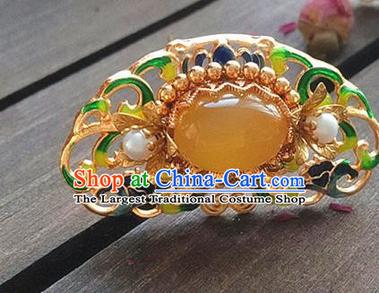 Chinese Ancient Queen Jade Hairpin Traditional Ming Dynasty Blueing Hair Crown