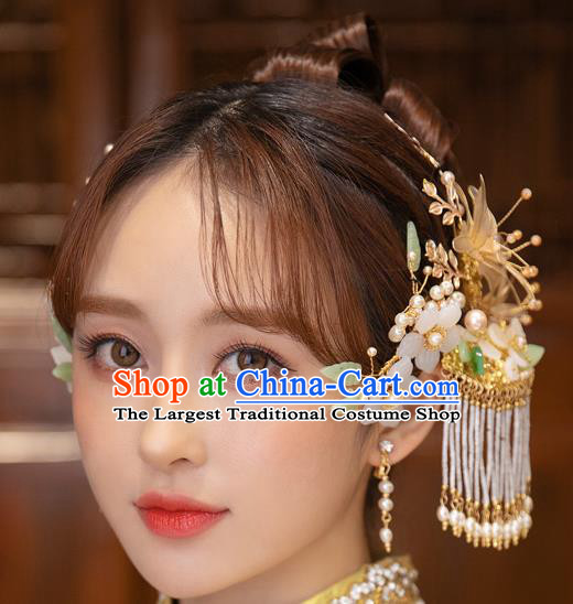 Chinese Classical Bride Tassel Hair Sticks Traditional Wedding Hair Accessories Xiuhe Suit Hairpins