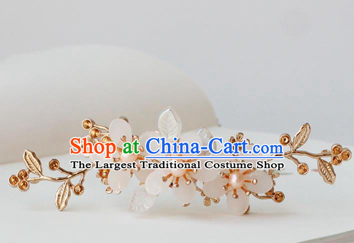 Chinese Ancient Princess Flowers Hairpin Traditional Hanfu Ming Dynasty Pearls Hair Stick