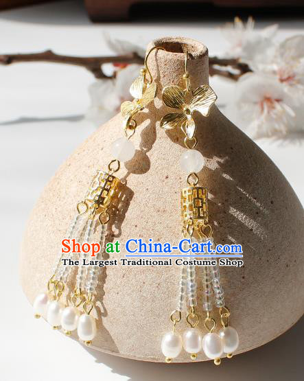 China Handmade Ancient Palace Lantern Tassel Earrings Traditional Wedding Bride Ear Accessories