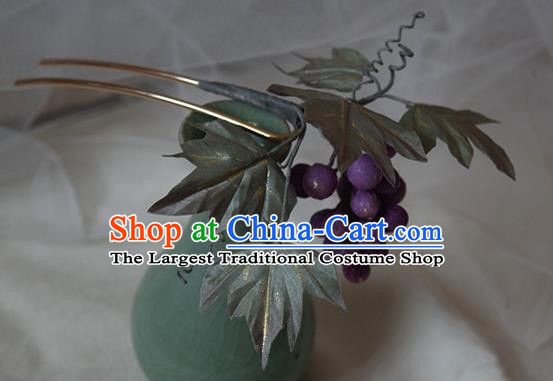 Chinese Handmade Hair Accessories Cheongsam Purple Grape Hairpin Traditional Hanfu Hair Stick