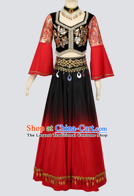 China Traditional Xinjiang Ethnic Stage Performance Clothing Uygur Nationality Folk Dance Costumes