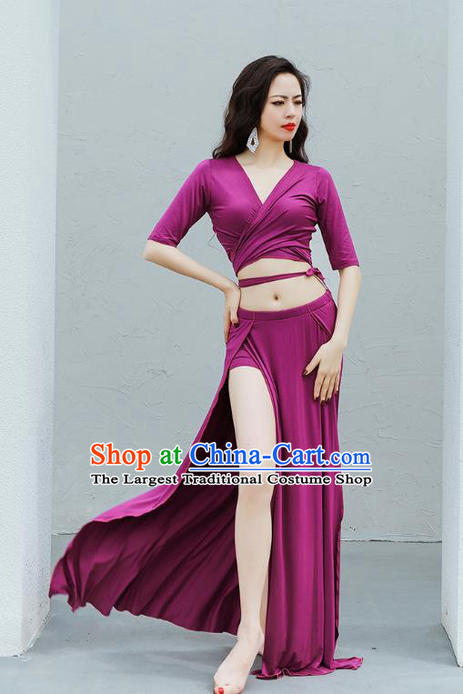 Traditional Bollywood Raks Sharki Training Purple Uniforms Indian Belly Dance Costume