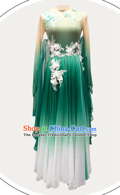 Chinese Palace Fan Dance Beauty Dance Performance Clothing Classical Dance Green Dress