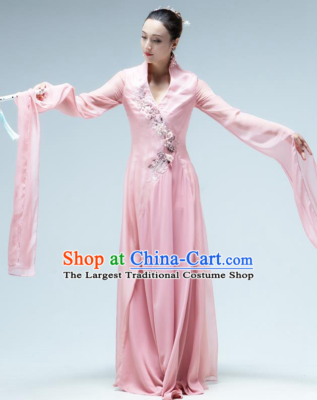 Chinese Classical Dance Pink Water Sleeve Dress Umbrella Dance Performance Clothing