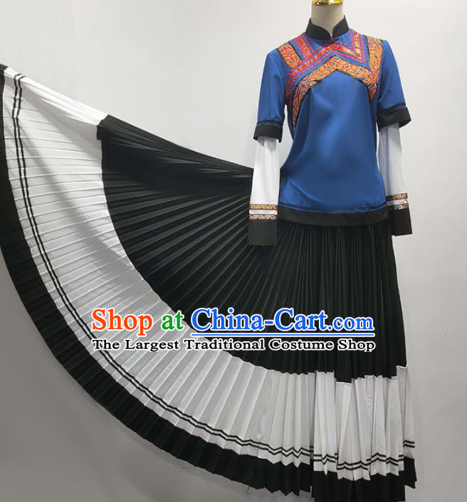 Chinese Ethnic Folk Dance Dress Traditional Yi Nationality Stage Performance Outfits Clothing