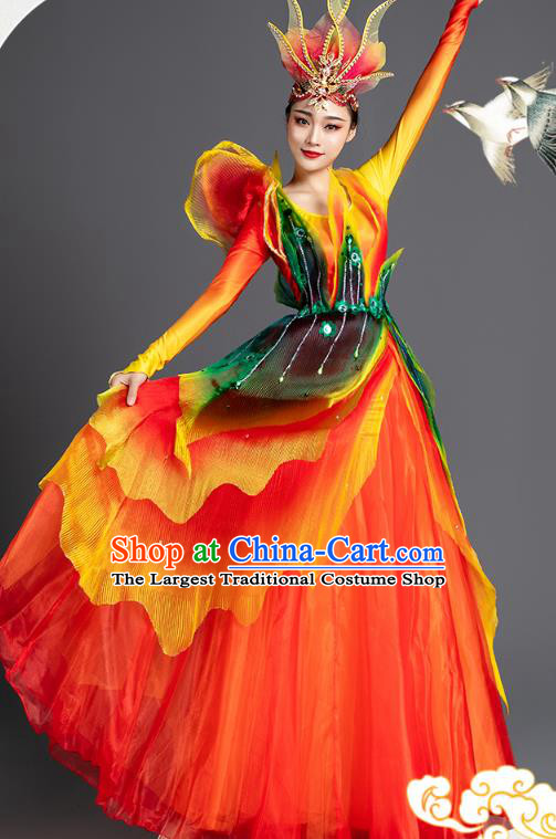 China Spring Festival Gala Opening Dance Costume Modern Dance Clothing Stage Performance Red Dress