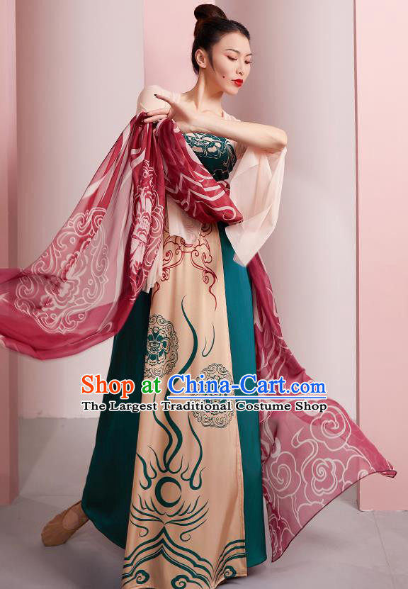 China Woman Group Dance Costume Classical Dance Clothing Tang Dynasty Dance Hanfu Dress