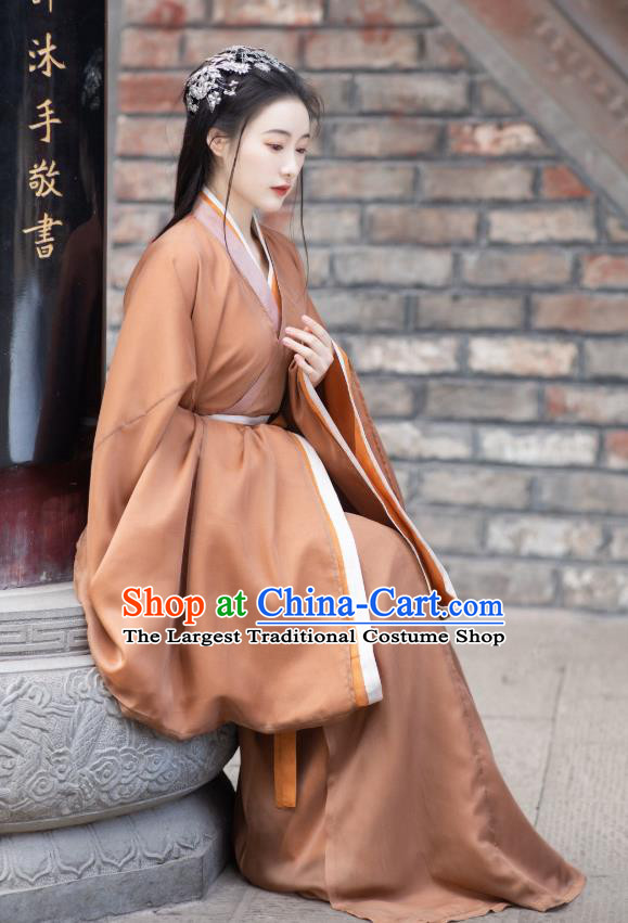 China Ancient Palace Lady Hanfu Dress Traditional Jin Dynasty Young Beauty Historical Clothing