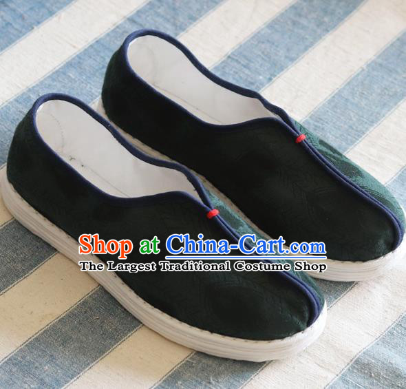 China Handmade Atrovirens Cloth Shoes National Woman Shoes