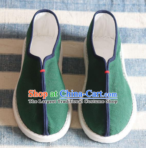 China National Old Beijing Woman Shoes Handmade Green Flax Shoes