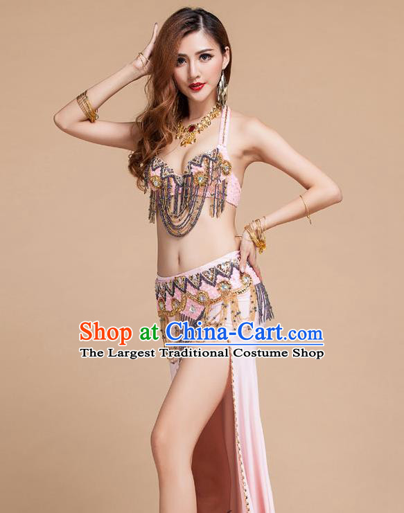 Top Belly Dance Performance Clothing Asian Indian Oriental Dance Pink Uniforms Traditional Raks Sharki Bra and Skirt