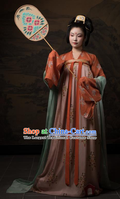 China Ancient Hanfu Garment Traditional Tang Dynasty Palace Lady Historical Costumes