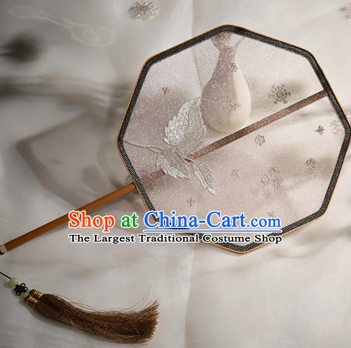 China Traditional Embroidered Hanfu Fan Classical Dance Palace Fan Handmade Silk Octagon Fan