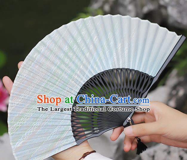 Chinese Traditional Flax Accordion Classical Folding Fan Handmade Bamboo Fan