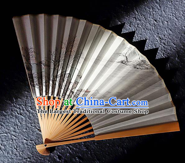 Chinese Classical Folding Fan Handmade Ink Painting Fan Traditional Bamboo Accordion