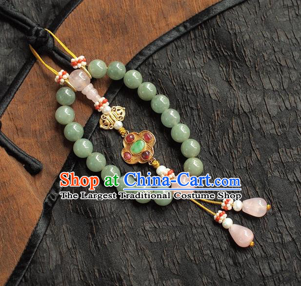 Chinese Traditional Qing Dynasty Court Lady Jewelry Accessories National Cheongsam Jadeite Beads Brooch