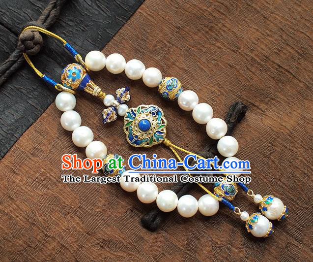 Chinese National Cheongsam Cloisonne Brooch Traditional Qing Dynasty Court Lady Pearls Jewelry Accessories