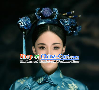 Chinese Ancient Qing Dynasty Princess Hair Accessories Great Wing Full Set