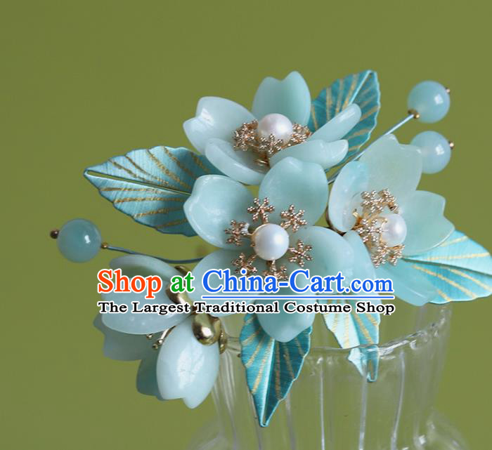 Chinese Traditional Hanfu Hairpin Hair Accessories Ancient Princess Amazonite Sakura Hair Stick