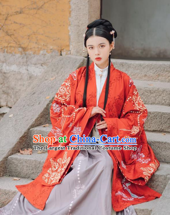 China Traditional Ming Dynasty Court Beauty Historical Clothing Ancient Young Mistress Hanfu Costumes