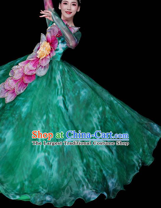 China Modern Dance Group Dance Clothing Spring Festival Gala Opening Dance Green Dress