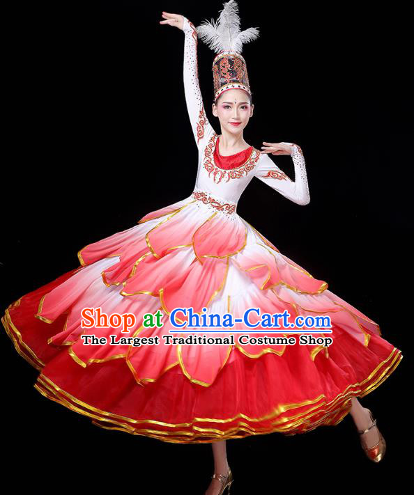 Chinese Traditional Uyghur Nationality Folk Dance Costume Xinjiang Ethnic Flower Dance Dress