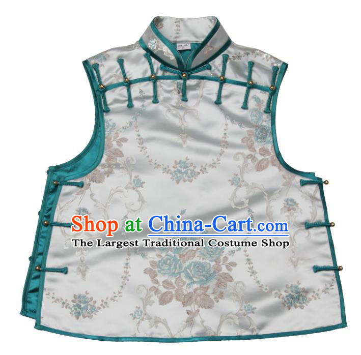 Chinese Tang Suit Vest Traditional Woman Garment Costume Brocade Top Waistcoat